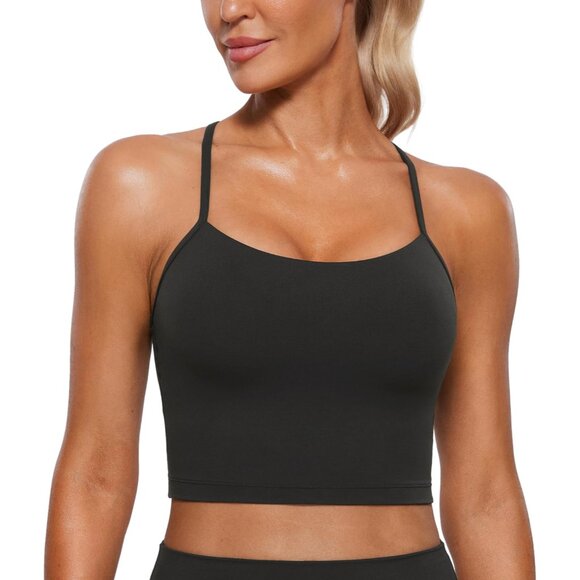Tops - Women’s Crop Tank Top Butterluxe Fabric Yoga Workout Longline Sports Bra